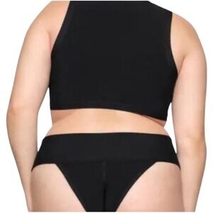 SKIMS‎ Cheeky Bikini Bottom Knit Swim High Waist Black 2X